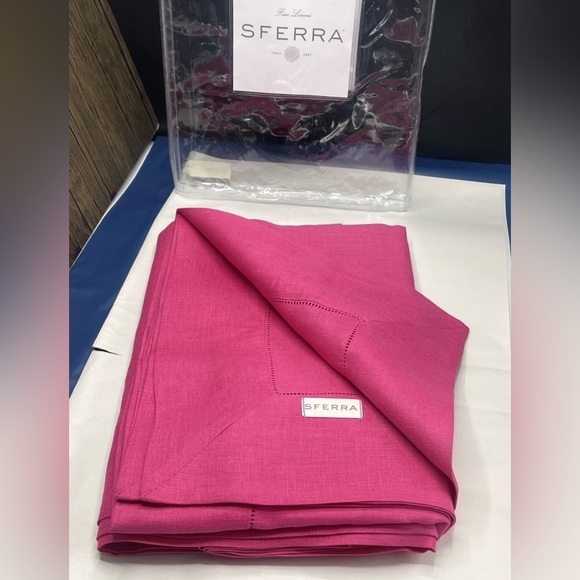 SFERRA Other - SFERRA Festival 902 Linen Oblong Hemstitched Tablecloth 66x86" , Raspberry
